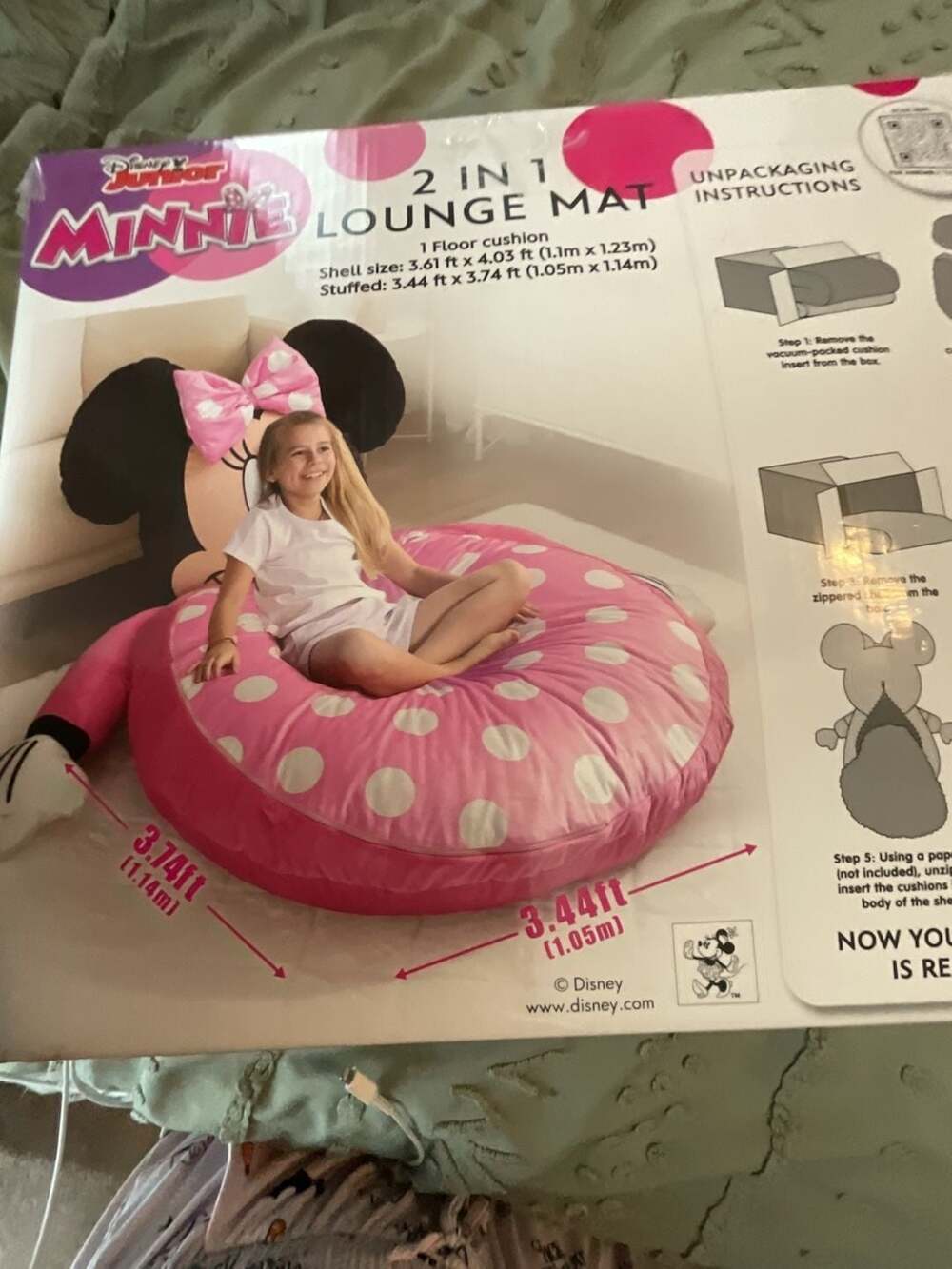 Disney Junior Minnie Mouse 2-in-1 Lounge Mat Pink Polka Dot